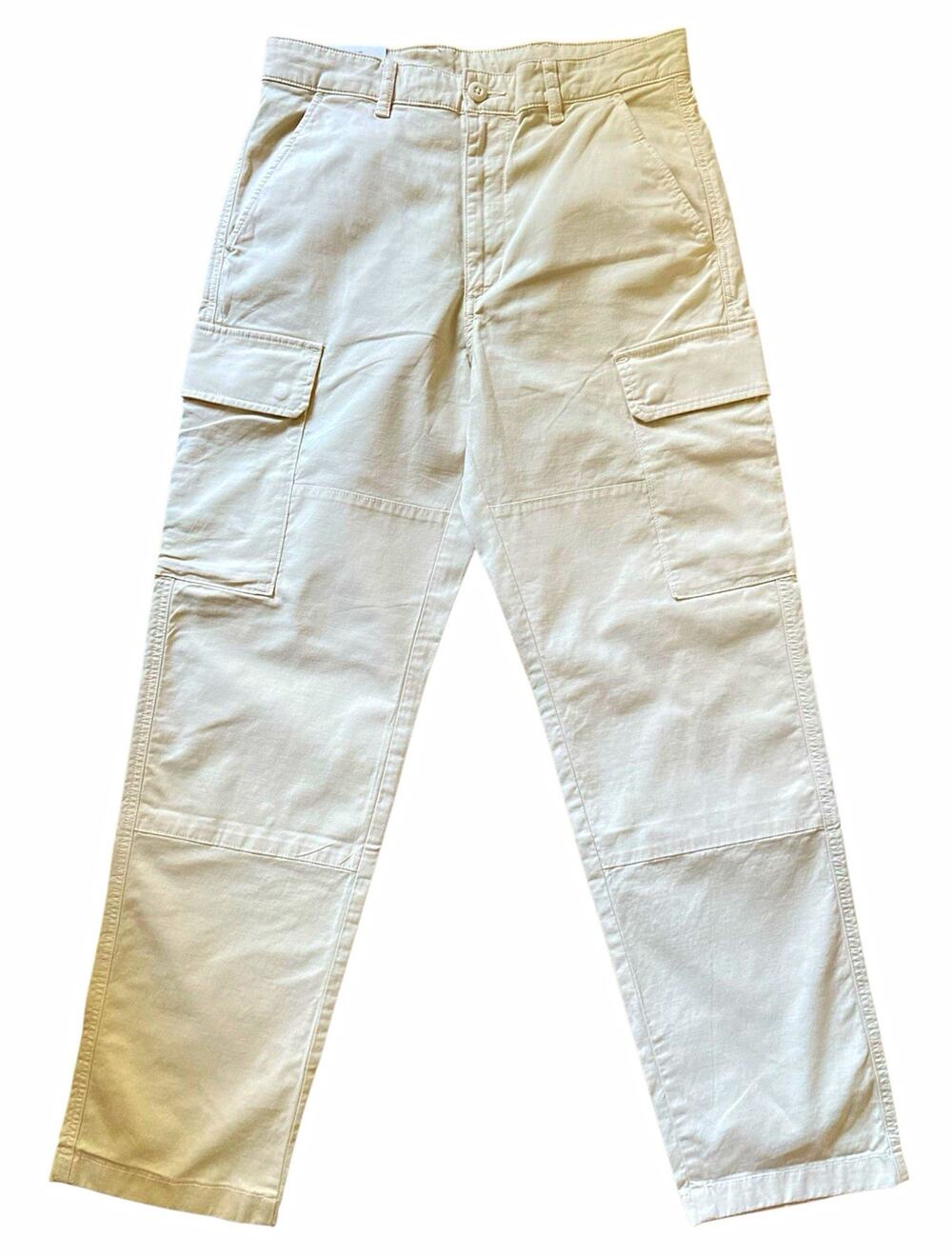 UNIQLO Cargo Pants Size S Beige Cotton Twill Straight Baggy Regular Fit
